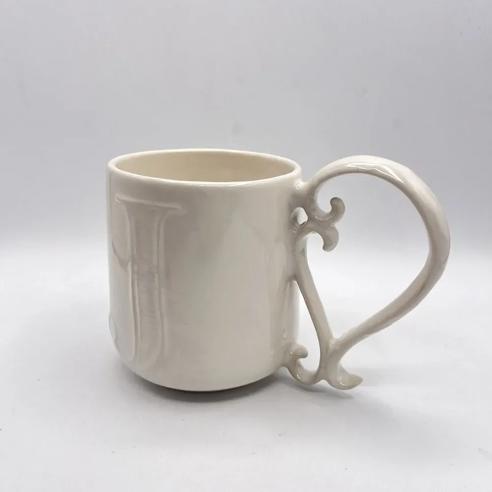 Pottery Barn A-Z Alphabet Mug Embossed Texture 
